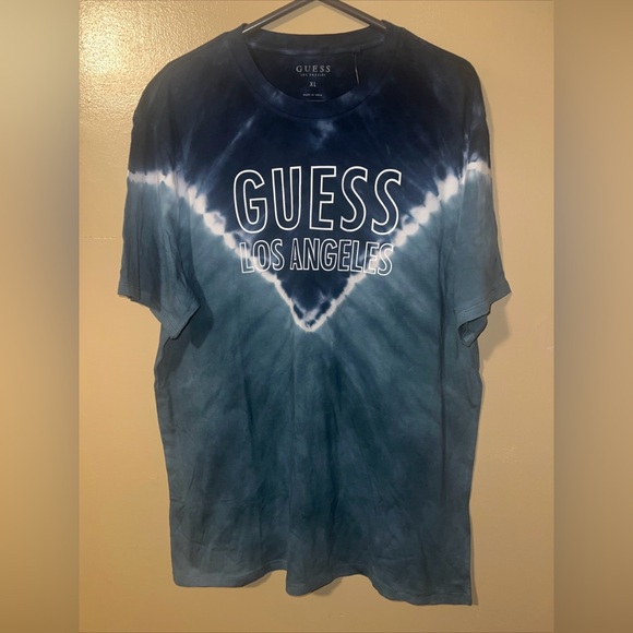 Men’s XL GUESS Los Angeles Short Sleeve T-Shirt Blackened Blue NWT - Picture 1 of 3